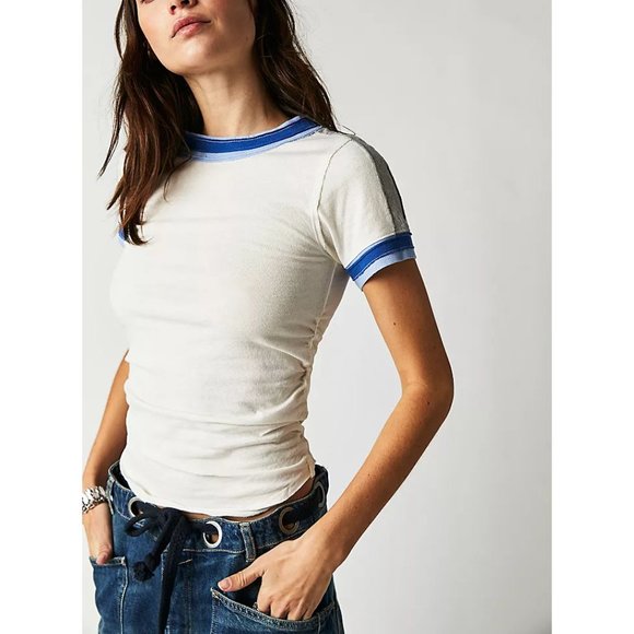 Free People Tops - FREE PEOPLE Sporty Mix Tee / Nilla Cream